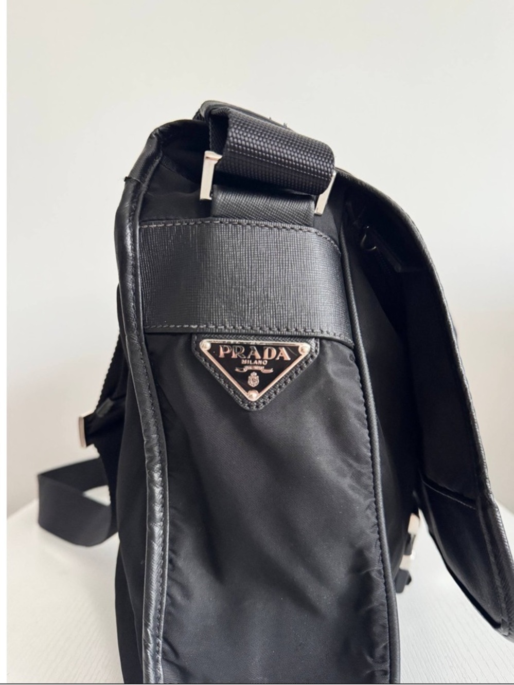 Prada⭐️Black Nylon Belt Bag with Silver-Tone Clip